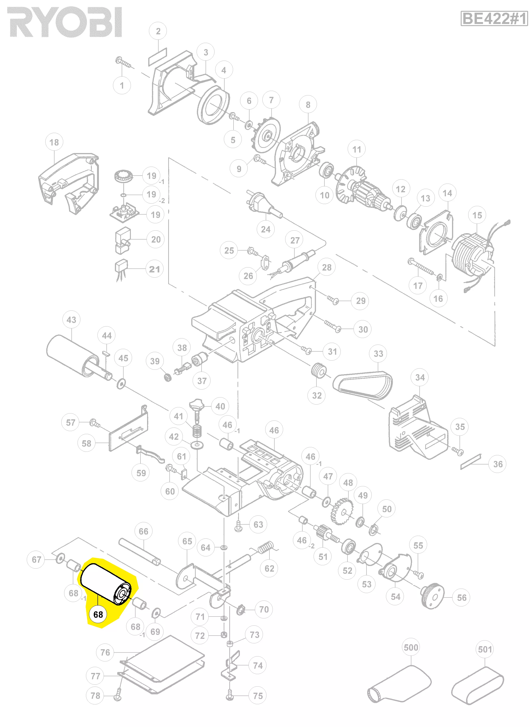 Galet avant réf. 5131009837 Ryobi